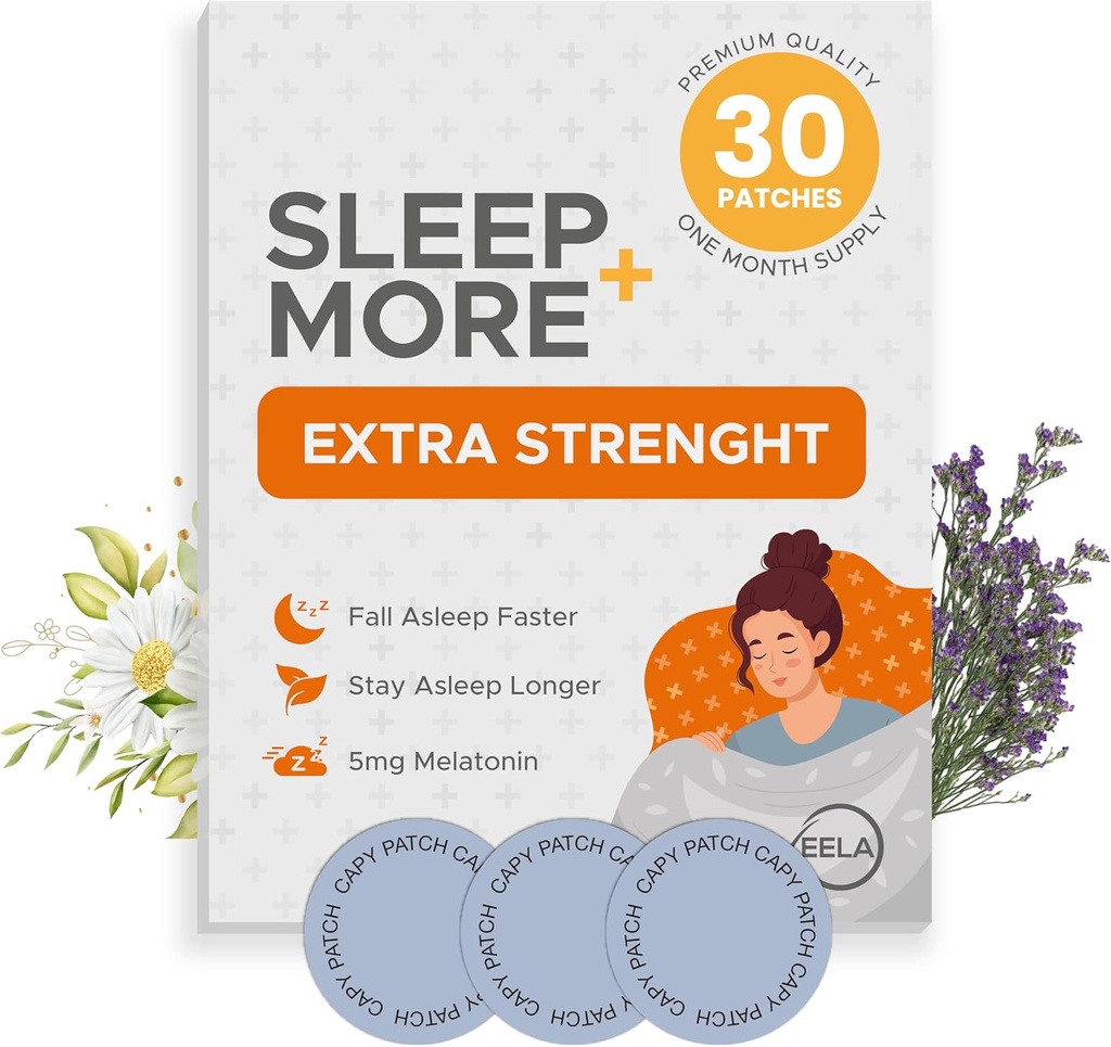 Schlafaufnäher extra Stärke für Erwachsene - 5 mg Melatonin Aufnäher mit GABA, Magnesium & Valerian Root - Schlafgerät für Schlaflosigkeit, Relaxation & Reduce Fatigue - Schlafhilfe langsame Freigabe - 30 Aufnäher