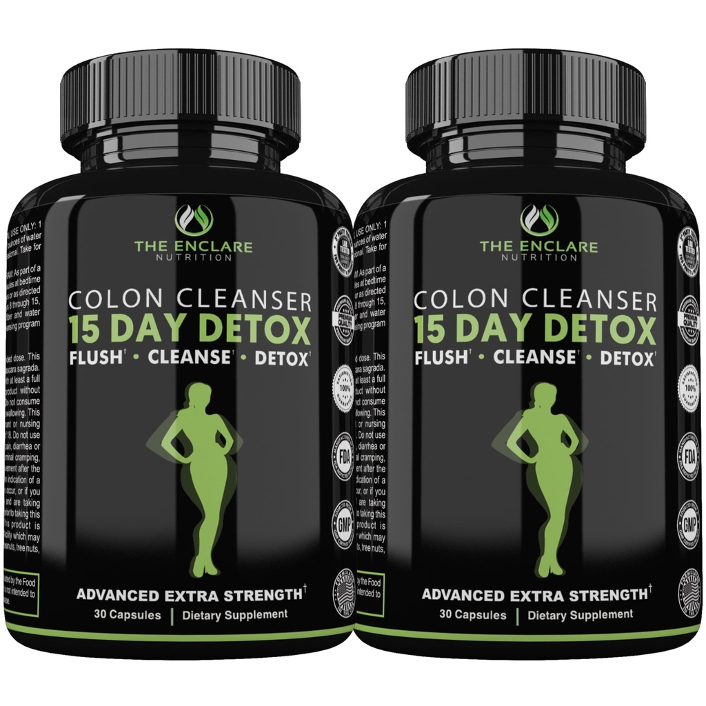 THE ENCLARE NUTRITION 15 Tage Detox Cleanse für Weight Loss. Fortgeschrittene Gut-Unterstützung für Frauen und Männer. Colon Cleanse Laxatives for Constipation & Bloating Relief. Gut saubere probiotische Ernährung Pillen 60ct (2)