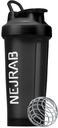 Protien Shaker Bottle mit Wire Whisk Ball, Blender Flaschen für Protien Mixes, Protein Shaker Cup, 28-Ounce, Protein Shaker Bottle, Protein Shake Bottle (Black), Medium, NJB 28-Oz