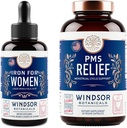WINDSOR BOTANICALS Flüssige Eisen und PMS Relief Kapseln Frauen Bundle