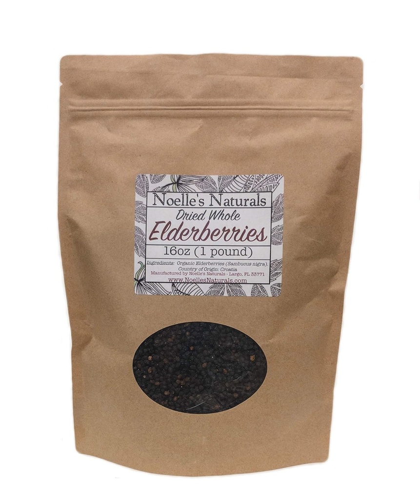 Dried Whole Elderberries - 1 Pound Bulk - Berry di anziani all'ingrosso - per fare il sirup di sambuco, tè, gommie, supporto immunitario - non irradiato - non-Gmo - naturale e organico