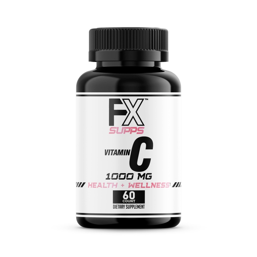 FXSUPPS Vitamin C 1000 mg (1 Packung 100 Kapseln) | Vegan-Friendly Vitamin C Ergänzung für Erwachsene Männer und Frauen | Unterstützt Immunsystem, verbessert die Stimmung und verbessert die Hautgesundheit