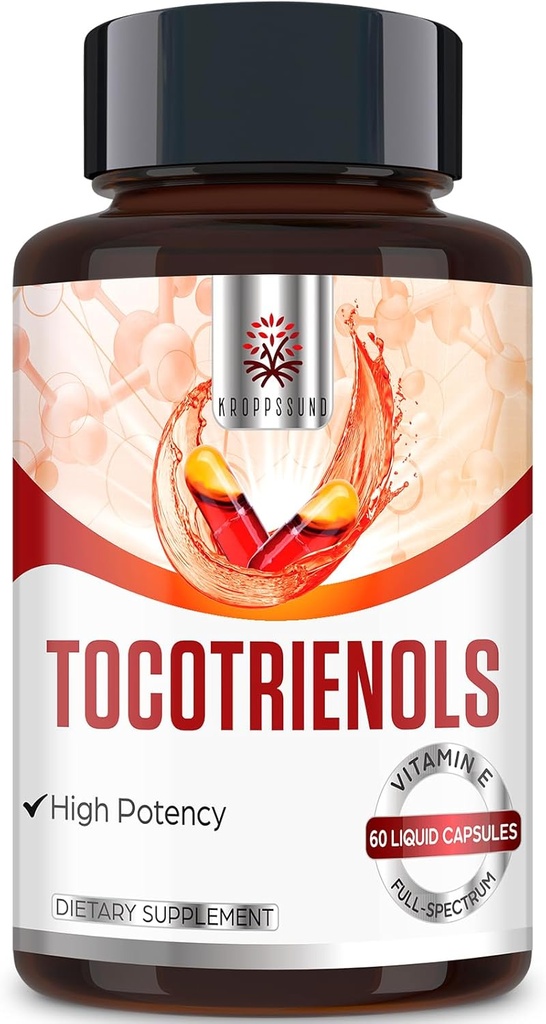 Kroppssund Tocotrienol Supplement Full Spectrum, Tocotrienol Vitamin E-Tocotrienols 800mg - 60 Liquid-Filled Capsules