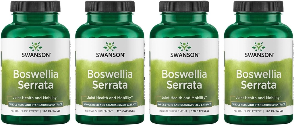 Swanson Boswellia Serrata - Intero Herb & Standardized Extract 120 Caps (4 Pack)
