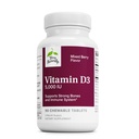Terry Vitamine D3 naturellement - Supplément pour la santé des os et la force des os - Supplément alimentaire pour le système immunitaire et le soutien du cerveau - 5 000 UI Comprimés Vitamine D avec saveur de baie mixte - 90 Comprimés à croquer