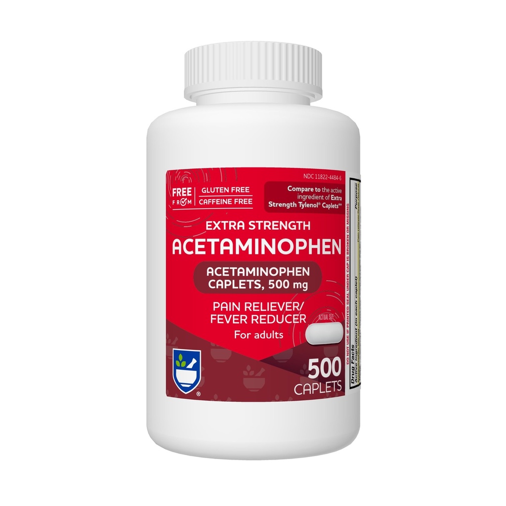 Rite Aid Acetaminofene Extra Forza, 500mg - 500 Caplets | Riduzione del dolore e della febbre per le migraine, dolore congiunto, dolore muscolare o posteriore, e dolore mestruale