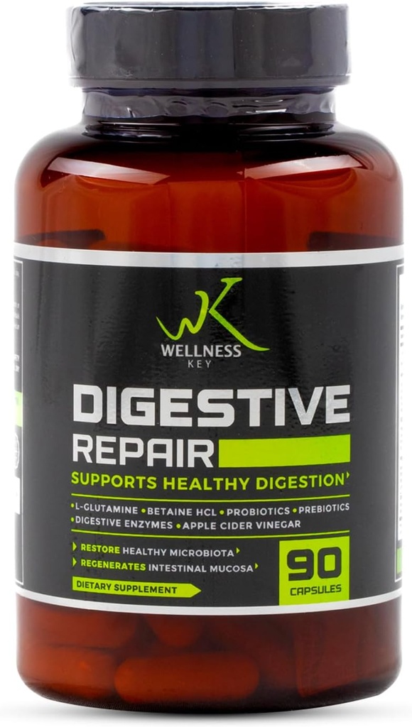 Réparation digestive 5-en-1 plus 7 enzymes digestives et 6 souches Probiotiques avec 3 milliards d'UFC+Probiotiques.