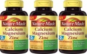 Nature faite de calcium, oxyde de magnésium, zinc avec vitamine D3 aide à soutenir la force osseuse, comprimés, 300 Compte