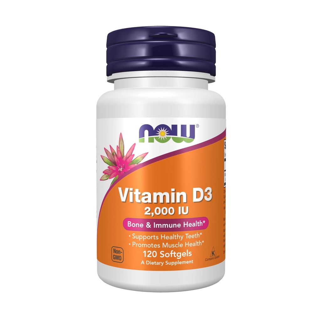 NOW Foods Supplements, Vitamin D-3 2,000 IU, High Potency, Structural Support*, 120 Softgels