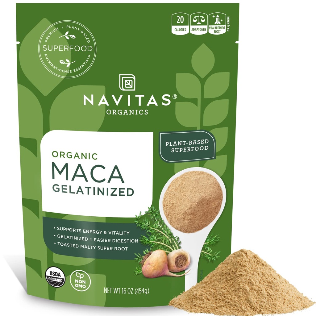 Navitas Organics Maca Gelatinized Powder, 16 oz. Tasche, 90 Portionen — Organisch, Non-GMO, Glluten-Free (Pack von 1)