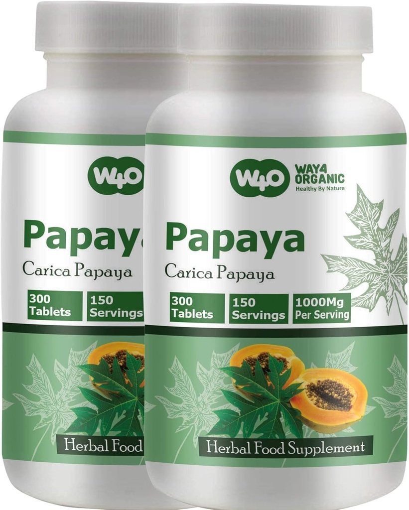 Estratto di foglie di Papaya (Tablets) - 300 Pillole, 150 Serve, 1000 mg, Supporta l'immunità di Platelet & Digestion* (Pack of 2)