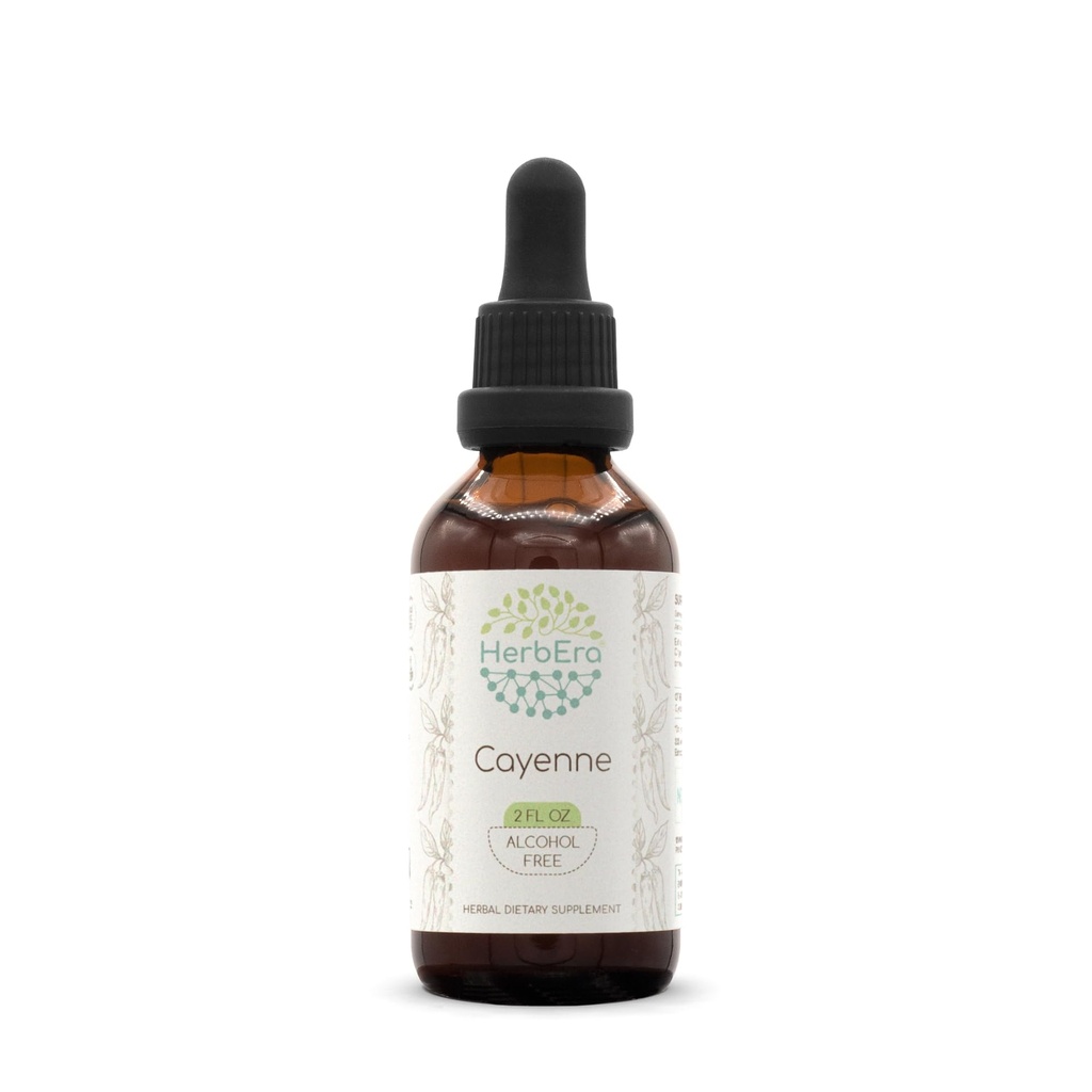 HerbEra Cayenne B60 Alcol-Free Estratto di erbe Tintura, Concentrated Liquid Drops Natural Cayenne (Capsicum annuum) 2 fl oz