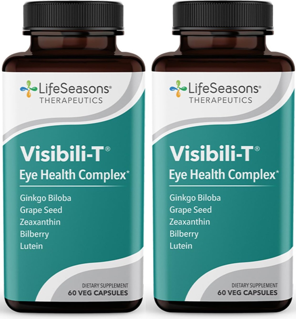 Visibili-T - Vitamin-Ergänzung für Augengesundheit & Vision-Unterstützung - Karottenwurzel, Chrom, Bilberry, Ginkgo Biloba, Grape Seed Extract, Lycopin, Vitamin A, Lutein & Zeaxanthin - 60 Kapseln (Pack von 2)