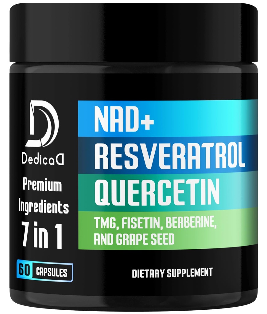 NAD.+ Ergänzung - Kombiniert zu Resveratrol, Quercetin, Berberine, Fisetin, TMG und Grape Seed - 60 Kapseln