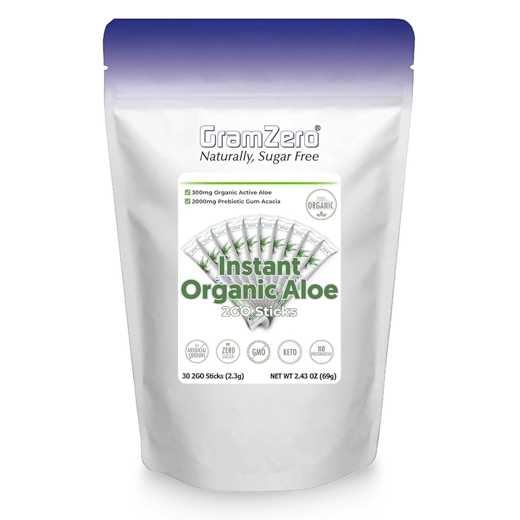 GramZero 2GO Sticks - Aloe biologique: Non aromatisé, Idéal pour le Club de nutrition de thé chargé