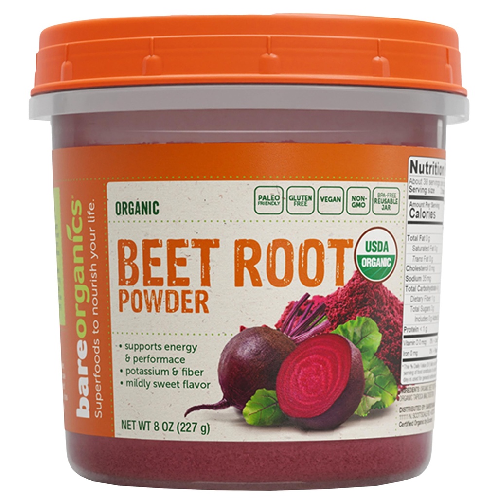 BareOrganics Beet Root, Superfood Pulver, Nahrungsergänzungsmittel, 8 Oz