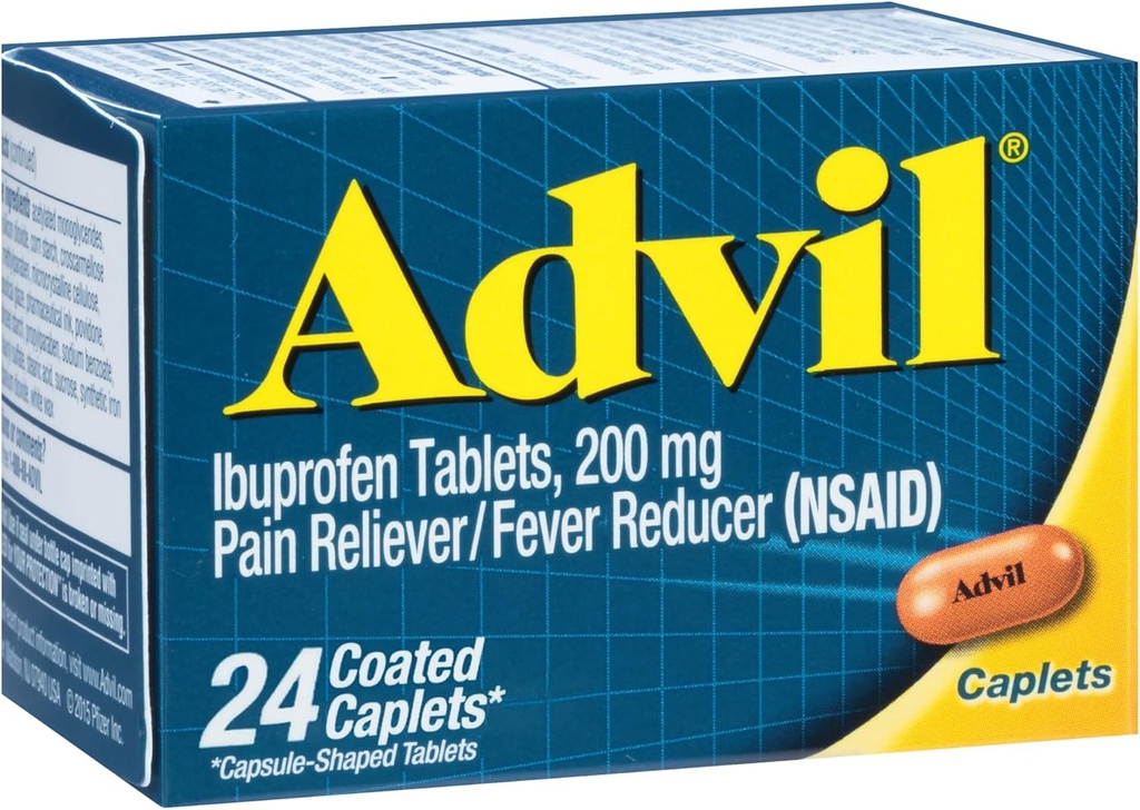 Advil Ibuprofène Caplets enduits anti-douleur et réducteur de fièvre 200 Milligramme 24Ct
