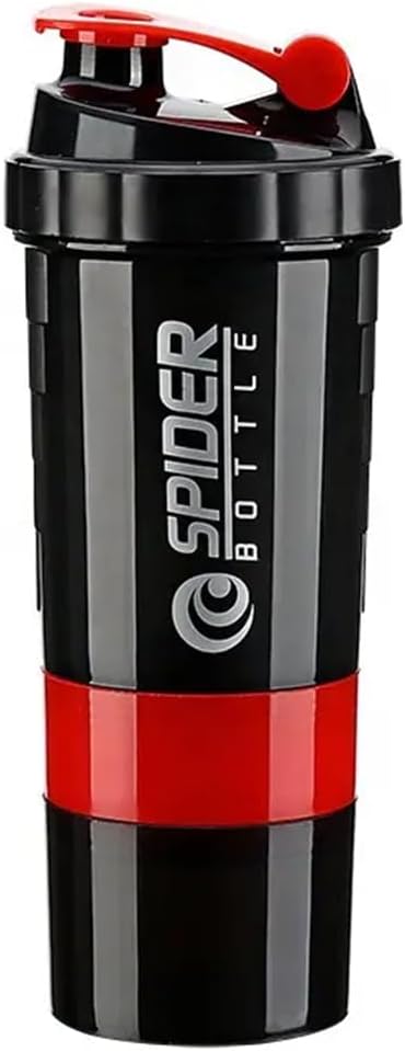 Bouteille de Shaker 5 In 1 Protéines - Série Professionnelle Bouteille de Shaker pour Secouer Protéines et Bouteille de gymnastique Pré-entraînement,Avec Entreposage de Poudre, Plateau de Pill, Boule de Mixing, Coupe Shakes (rouge)