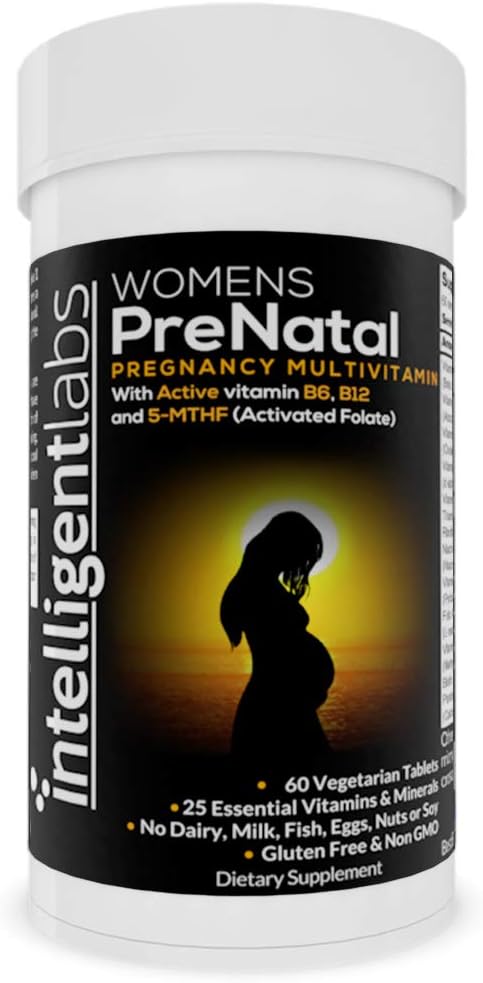 Intelligent Labs Frauen Prenatal Multivitamin, 25 Essential Pregnancy Vitamins and Minerals, mit 5-MTHF-aktiviertem Folat, Active B12 und B6, Easy-to-Take, 2 Monate Versorgung