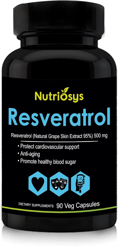 Resveratrol 500mg Ergänzung | Resveratrol Kapseln für Antioxidans Unterstützung & Cellular Health | Nahrungsergänzungsmittel für Männer & Frauen | 90 Veg Kapseln für allgemeine Wellness