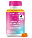 Pink Stork Fertility Gummis für Damen – Ananas Mango Flavor, Konzeptunterstützung mit Myo-Inositol, CoQ10, Folate, Zink, Vitamin D, B6, B12 – Hormonal & Reproductive Health Supplement – 60 Gummis