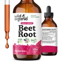 Wild & Organic Beet Root Extract Drops - Energy Support - Liquid Red Beets Supplements - 400 mg per Serving - Mix with Powder - Vegan, Sugar & Alcohol - 4 fl oz