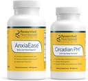 Bundle de soutien à la relaxation pour la nutrition - AnxiaEase Stress, Cortisol Management & Mood Support Supplément (120 Capsules) et PM circadienne pour les nuits pacifiques (90 Capsules)