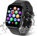 Smart Watch for Men Femmes Compatible avec iPhone Samsung Android Phone 1.83 pouce Plein écran tactile IP68 Imperméable Bluetooh Fitness Tracker Heart Rate/Sleep Monitor, Noir