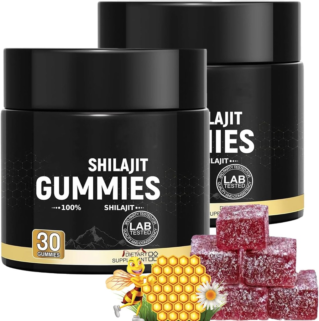 Himalayan Gold Grade Shilajit Gummis mit Manuka Honig für Männer & Frauen | Blut Orange Öl Flavor | 85+ Trace Mineralstoffe & Fulvic Säure für Fokus & Energie Gesunde Gummis -30 Zähler (2)