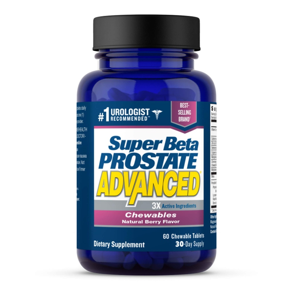 SUPER BETA PROSTATE Advanced Chewables - Supplément Prostate Support for Men's Health (60 Chews, 1-Bottle)