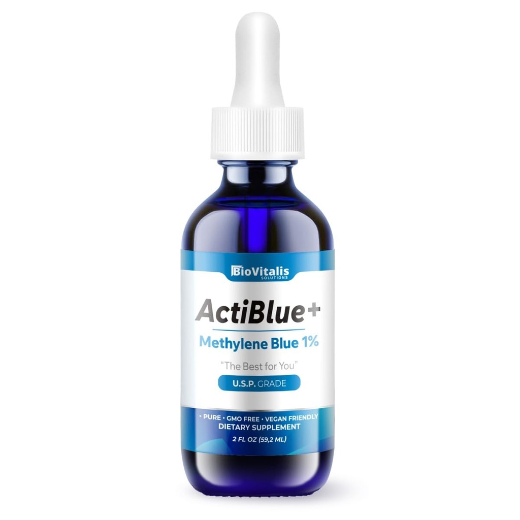 Actiblue+ Methylene Blue 1%: Methylene Blue ISO Certified Third Party Lab Testato 99,9% No Formaldehyde No Alcohol No Gluten&GMO(2Fl. Oz)