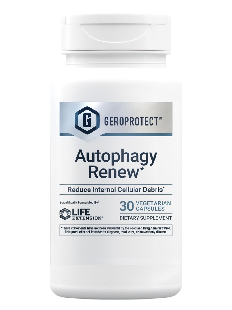 Prolongation de vie GEROPROTECT® Autophagie Renouveler, Lutéolin, piperlongumine, Soutien de santé cellulaire, Vieillissement en santé, Sans gluten, Non-OGM, Végétarien, 30 Capsules