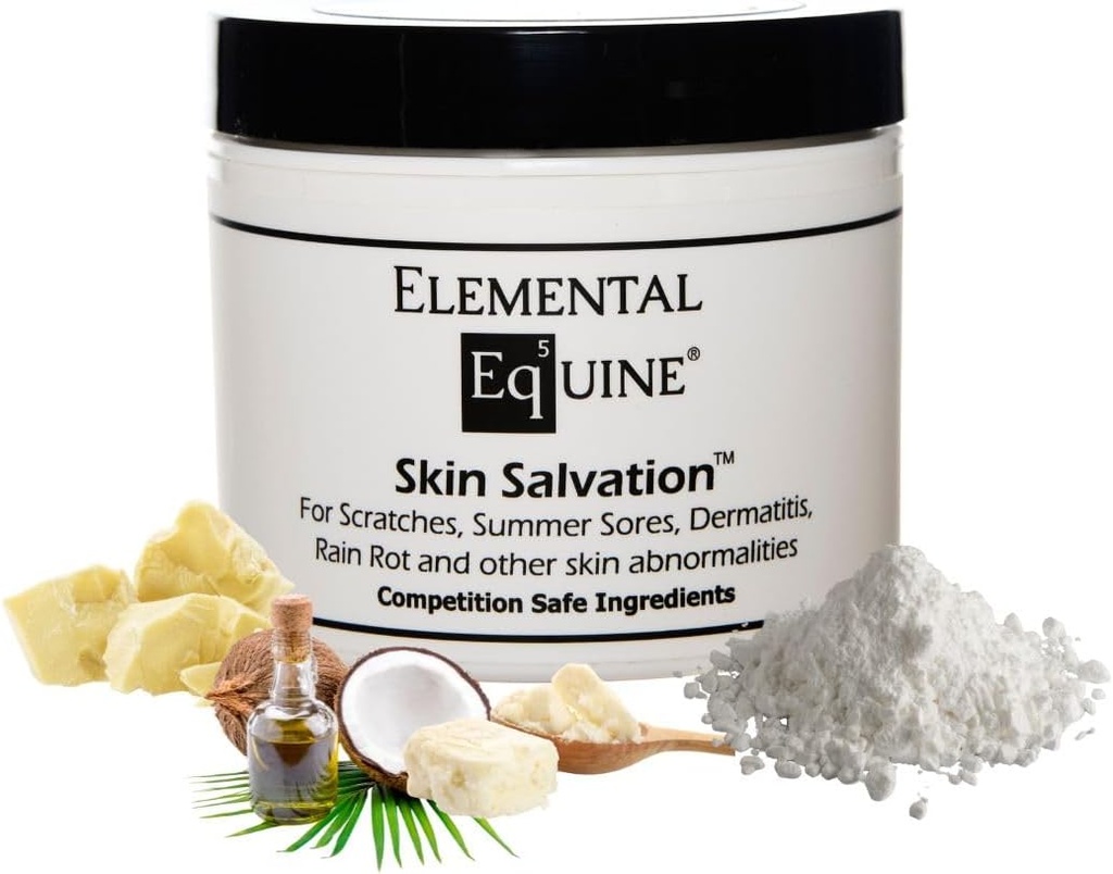 Elemental Equine Skin Salvation 4oz für Pferde - Kämpfe Kratzer, Mud Fever, Summer Sores, Dermatitis, Summer Crud, Cannon Bone Gunk und ähnliche Hautprobleme in Pferden