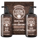 Viking Revolution Bart Wash und Bart Conditioner für Männer mit Argan Öl und Jojoba Öl - Bart Weichmacher und Stärkung Bart Pflege Bart Shampoo und Conditioner mit Bartöl (17oz, Majestic Oud)