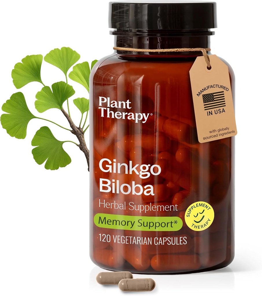 Pflanzentherapie Ginkgo Biloba Capsules Hergestellt in USA 4 Monat Versorgung unterstützt Gedächtnis kognitive Funktion, Gesunde Zirkulation und Antioxidant-Rich Ergänzungen für Frauen & Men 120 Vegetarische Kapsel