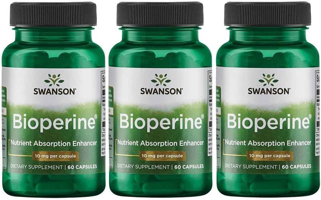 Swanson Bioperine 10 mg 60 capsules (3 boîtes)