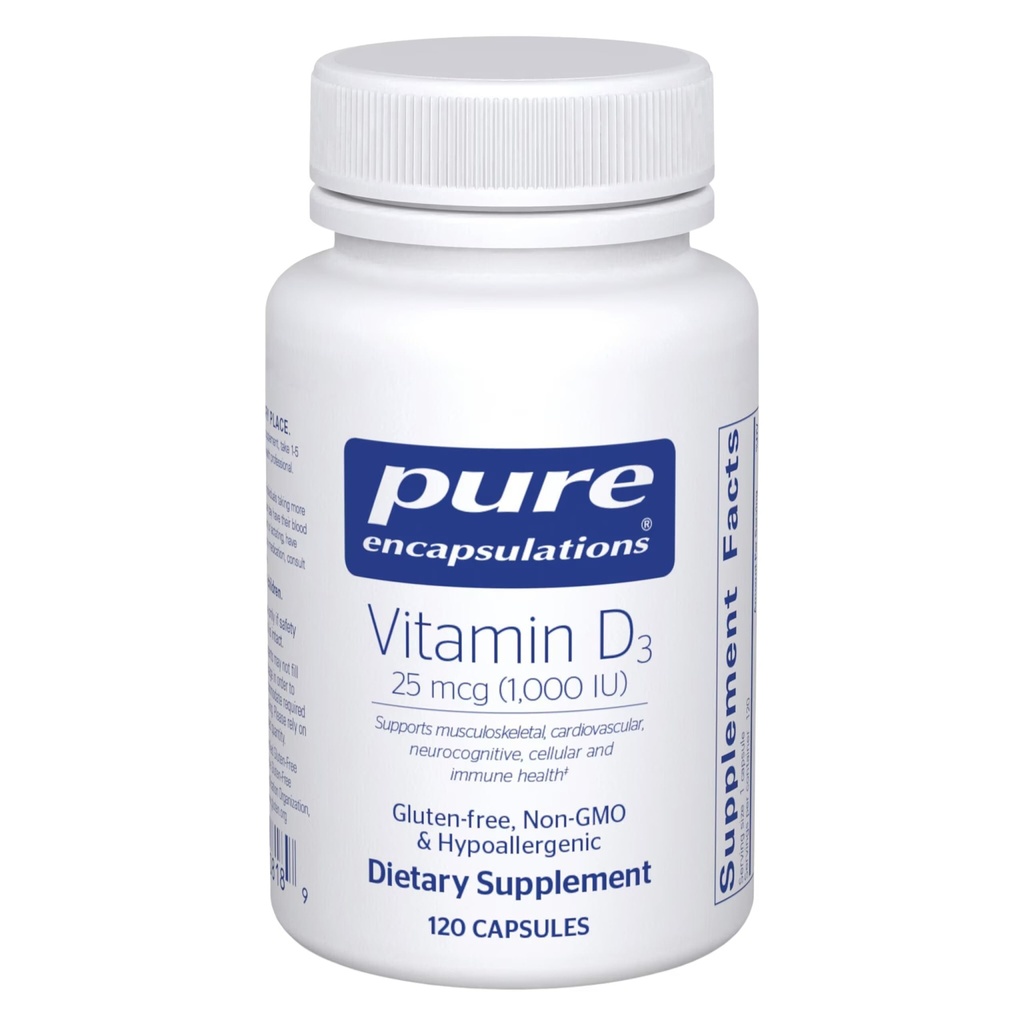 Pure Encapsulations Vitamin D3 25 mcg (1,000 IU), 120 Capsules