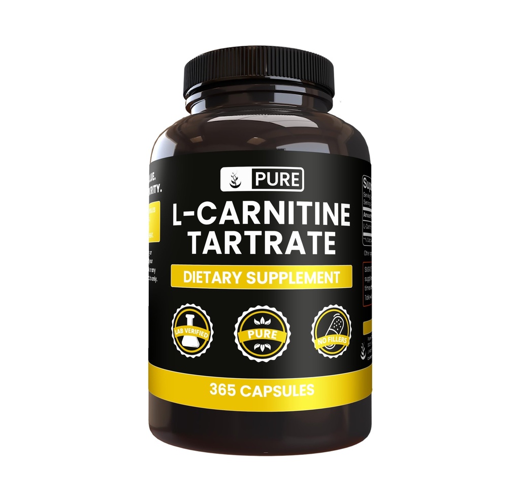 PURE ORIGINAL INGREDIENTS L-Carnitine Tartrate (365 Capsules) No Magnesium Or Rice Fillers, Always Pure, Lab Verified