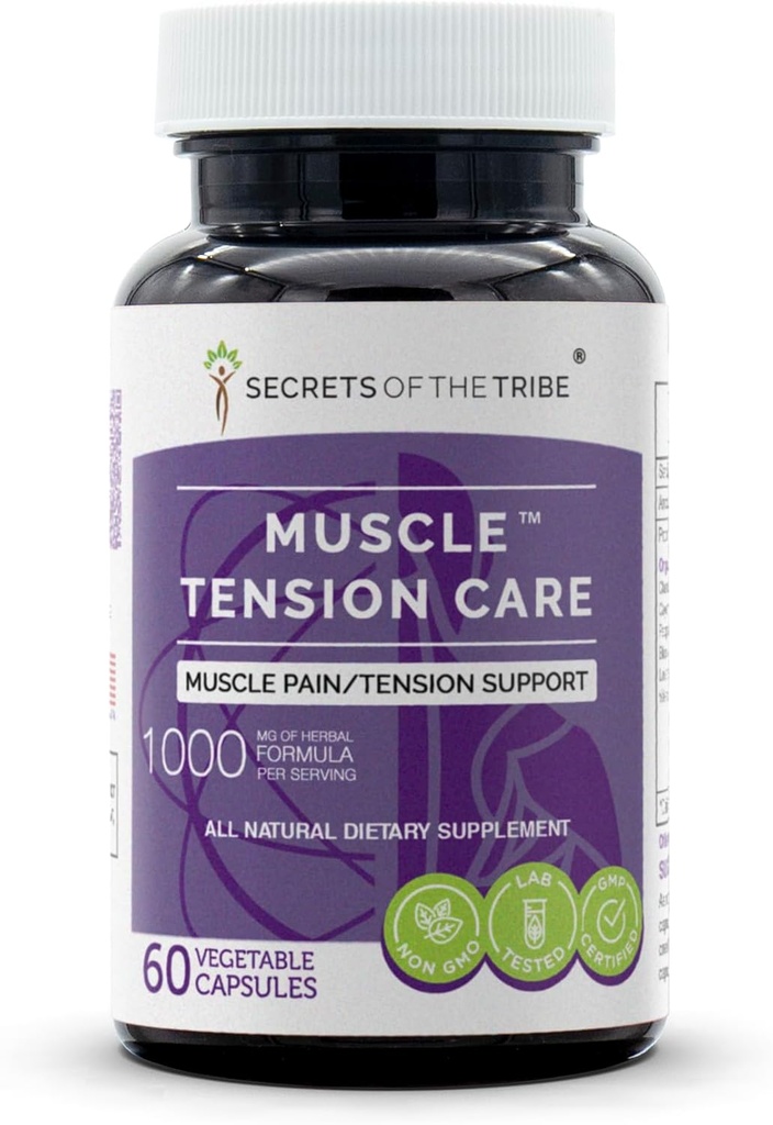 Secrets of the Tribe - Muscle Tension Care, Muscle Pain/Tension Support, Herbal Supplement Blend (60 capsule)