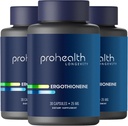 ProHealth Ergothioneine 5X Stärke. 25mg Klinische Forschung Dosierung. Natürliche Aminosäure Pilzergänzung für verbesserte Kognition, Herzgesundheit. Langlebigkeit Vitamin. 25 mg/Serving, 30 Servierungen (3 Packung)