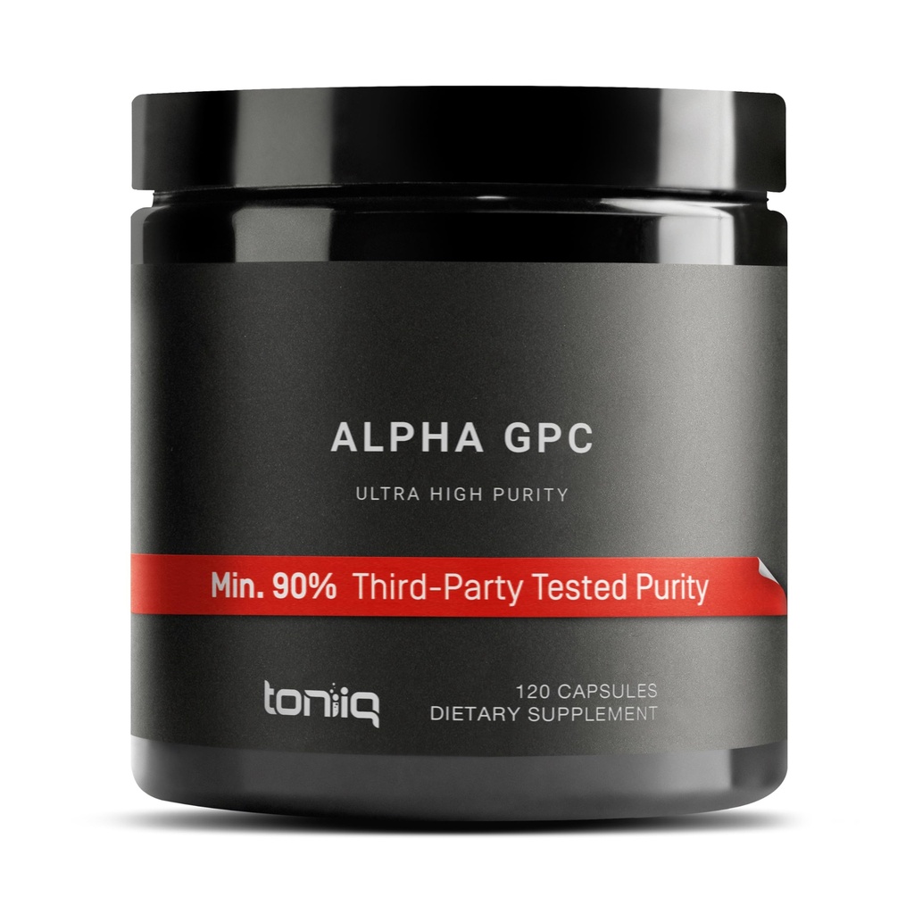 Toniiq Ultra Haute Pureté Alpha GPC Capsules - 600mg Formule concentrée - 90%+ Nootrope hautement purifié et biodisponible - 120 Capsules Alpha GPC Supplément
