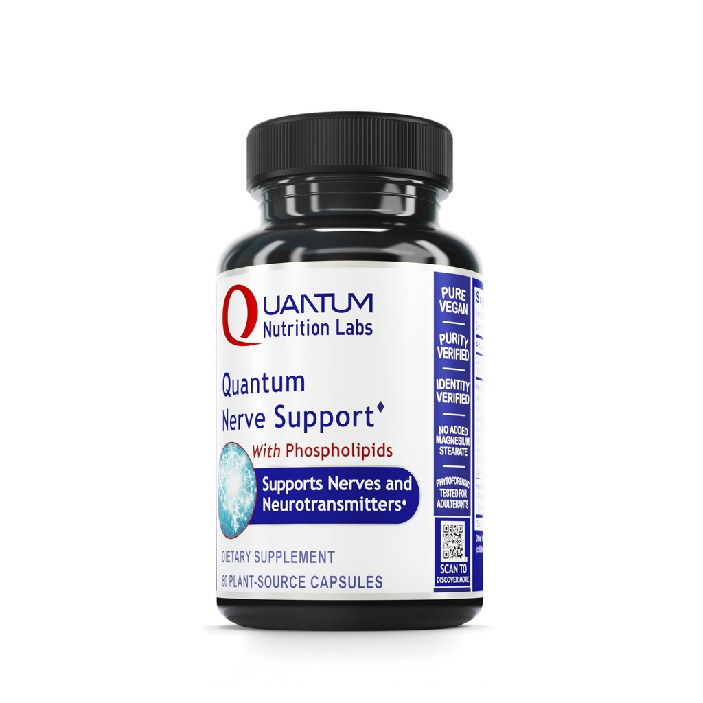 Quantum Nutrition Labs Nerve Support - Integratori per la Salute Nera, Integratori per il Cervello, Nootropic con Rhodiola Rosea, Brain & Nerve Health - 60 Capsule Vegetariani