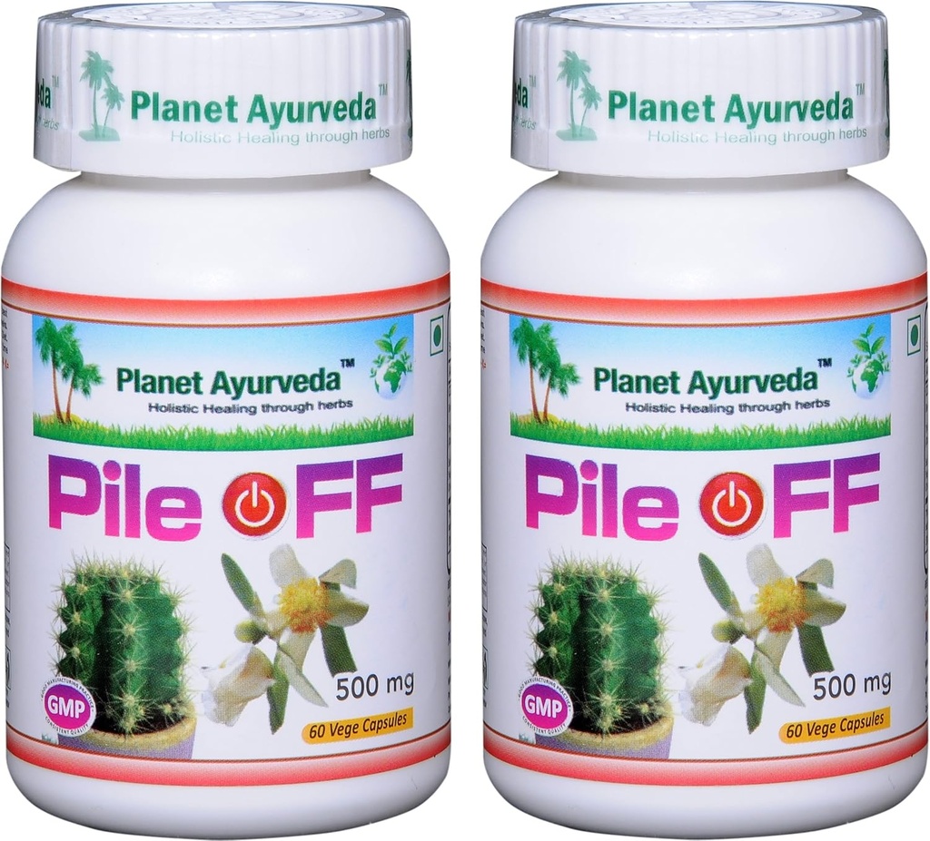 Pianeta Ayurveda Pile Off, 500mg Veg Capsule - 2 bottiglie