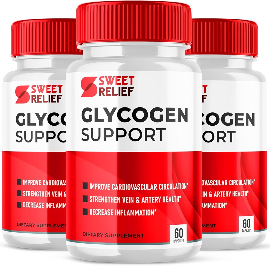 (3 Pack) Sweet Relief Glycogen Support Kapseln, Sweet Relief Blutgefäß Reiniger Ergänzung, Sweet Releaf Glycogen Unterstützung Sweet Relief, SweetRelief Glucogen Unterstützung Sweet Relief (180 Kapseln)