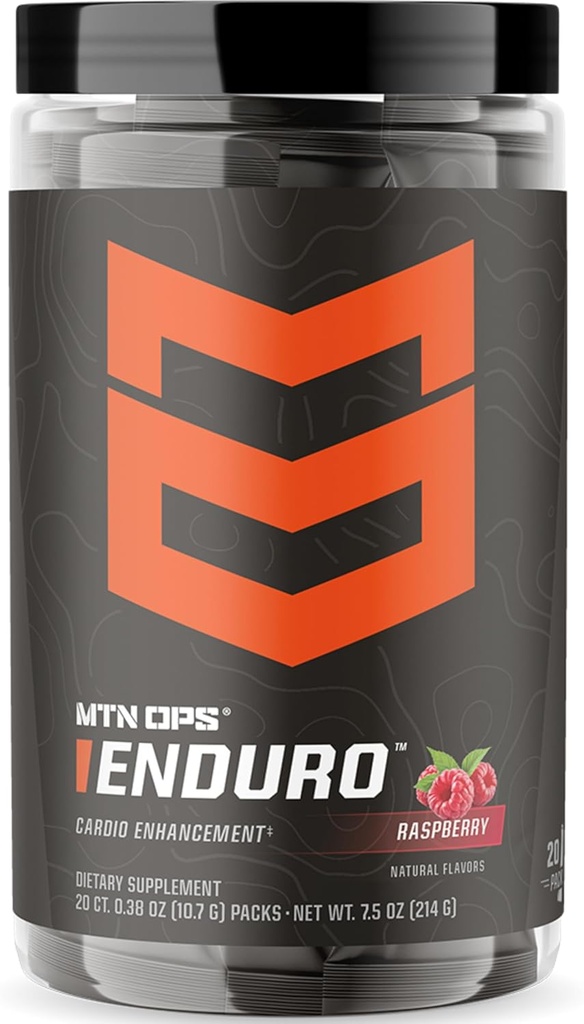 MTN OPS Enduro Trail Packs Nitric Oxide Stim Free Pre Workout | Magnesium Citrat, L Arginin & L Citrulline Caffeine Kostenlose Vorarbeit | 20 Himbeere