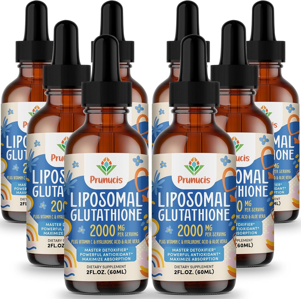 2000MG Liposomal Glutathione Flüssigkeit, 98% Absorption, Aktive Form L-Glutathione Ergänzung, Vegan freundlich, Leistungsstarke Antioxidante Komplex für Immunsystem, Aging Defense, Detox, 16 FL.OZ