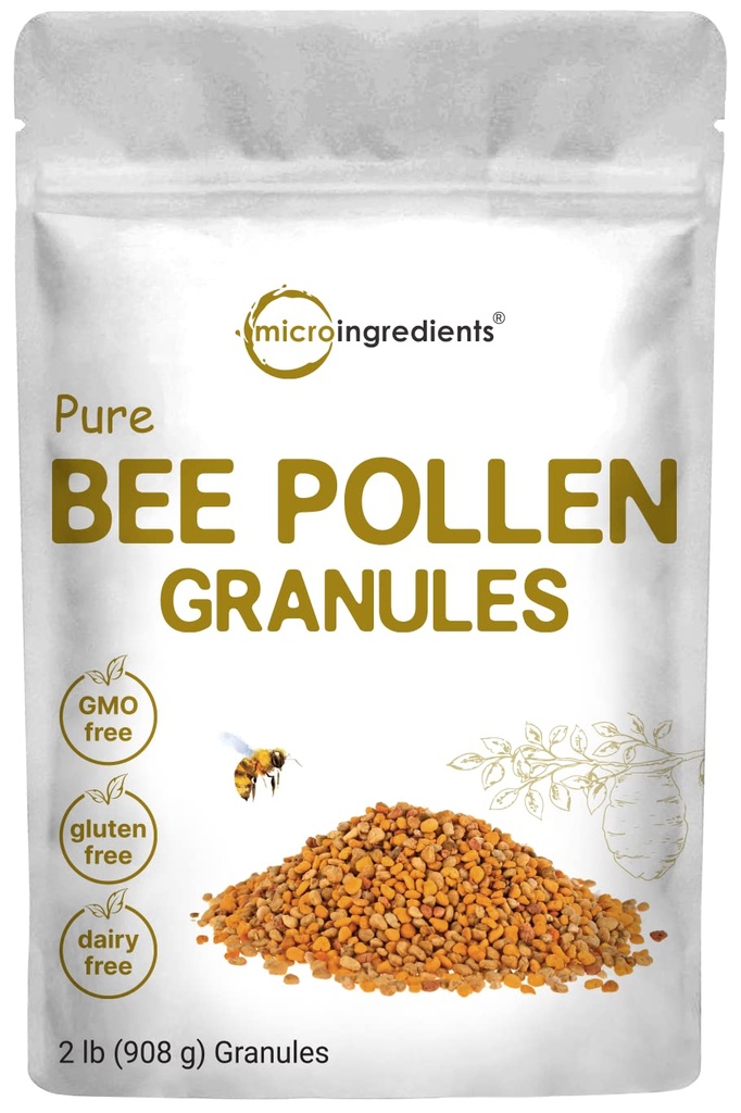 Micro-ingrédients Pure Abeille Pollen Granules, 2 lb, frais, crus et naturels Superfood, riche en vitamines B, minéraux, protéines et antioxydants
