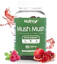 Lions Mane Supplement - Mushroom Gummies - Mush Mush Genius Mushrooms Magic Mind - Promuove il fuoco con L-teanina & Lions Mane - Raspberry & Pomegranate Flavor per Perk Energy - 60 Gummies