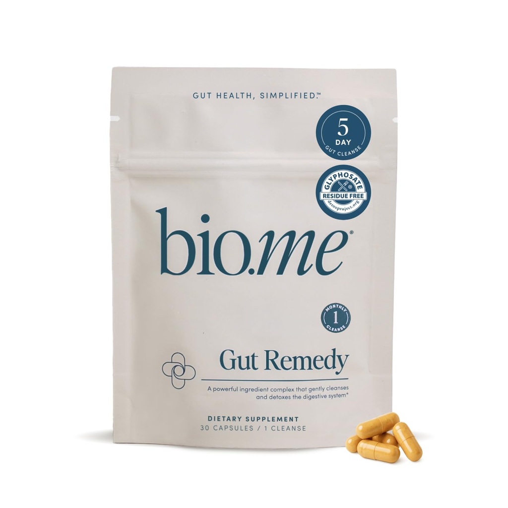 Biome Gut Remedy Capsule con Berberina (5 giorni di pulizia, 1 mese di fornitura, 30 capsule), Gut Cleanse con Citrato di Magnesio, Immunolina, L-Glutamina - Reset Digestive System, Rebalance Microbiome