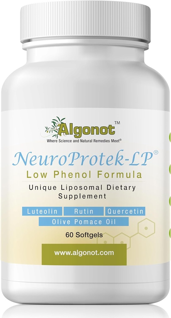 NeuroProtek Low Phénol - 60 Soft Gels Combinaison brevetée exclusive de lutéolin et d'autres flavinoïdes dans l'huile de pommade d'olive avec EVOO